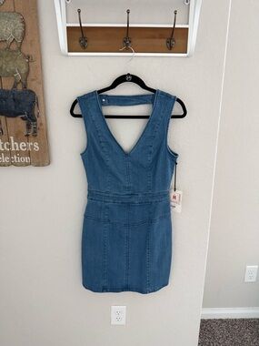 Idyllwind Denim V-Neck Mini Dress - Blue NTW